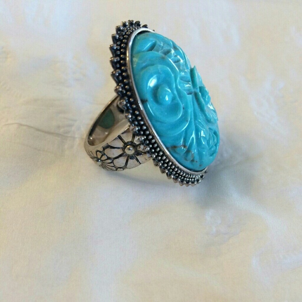 Amy Kahn Russell hand carved turqoise silver ring